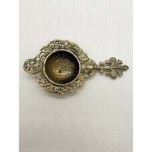 Ornate Tea Strainer Infuser Brass Silver